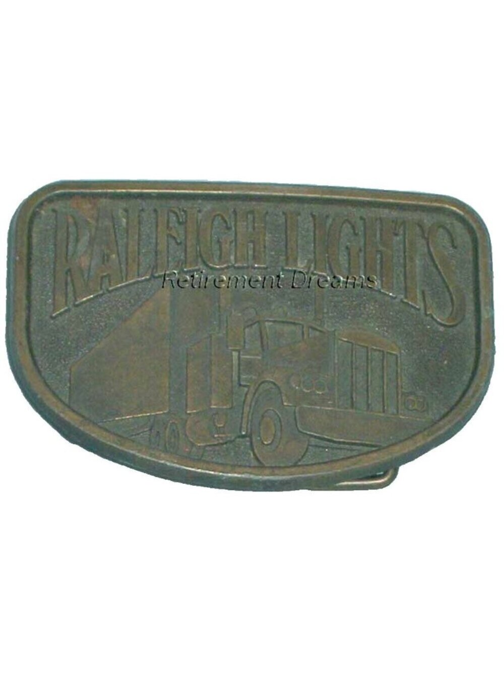 Raleigh Lights Vintage Metal Belt Buckle Truck Design Tobacciana Promotional